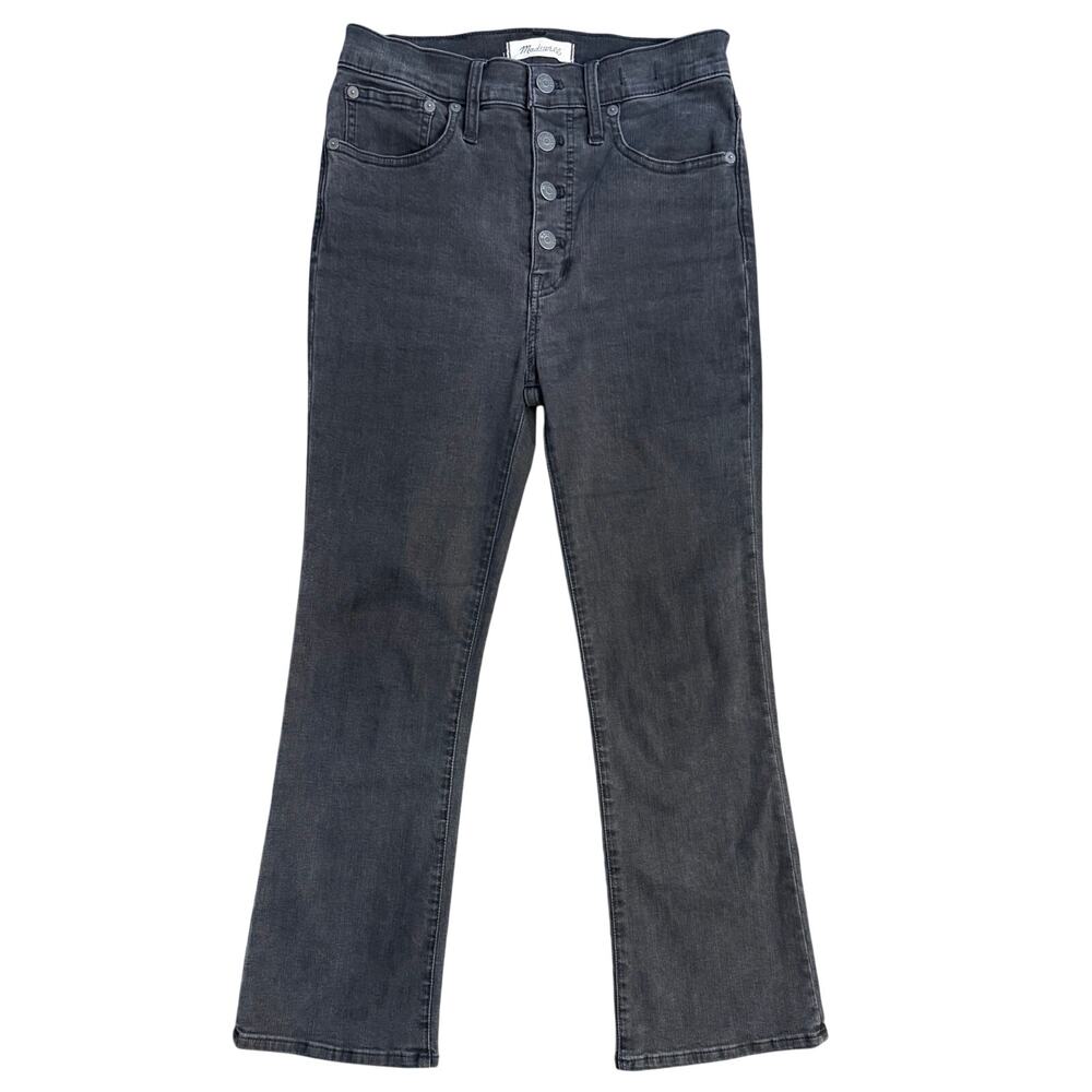 Madewell Jean Cali Demi-Boot Denim Flare High Rise Anthropologie Black Women 27